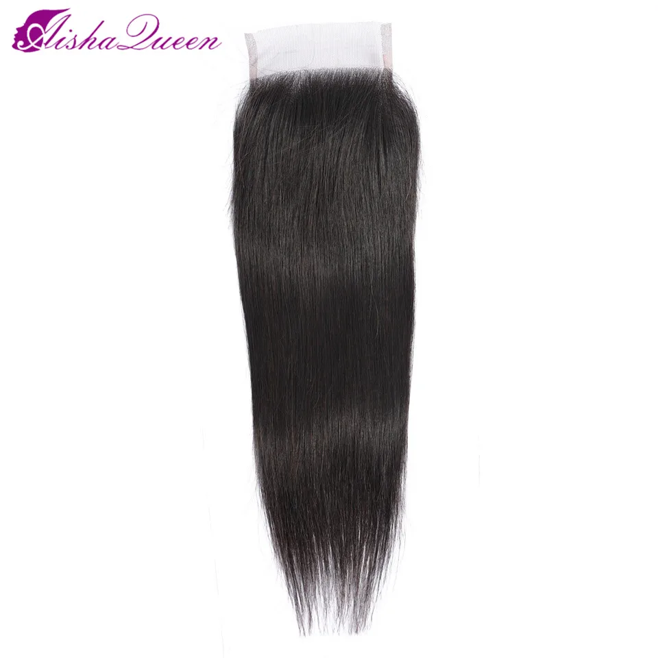 

Aisha Queen 4 x 4 Brazilian Closure Straight Human Hair Free/Middle/Three Part Lace Closure 8"-20" Natural Color Free Shipping