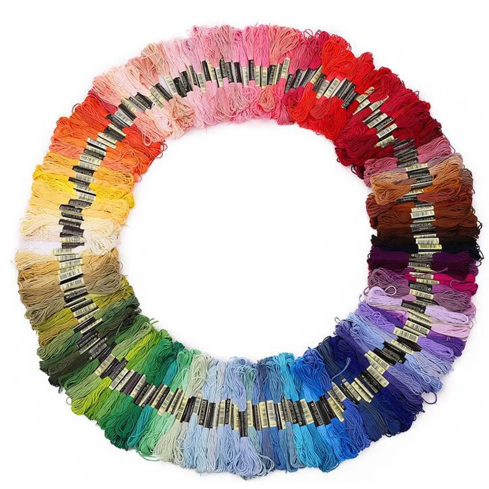 

100 Skeins of Mixed Color Cross Stitch Threads Embroidery Floss Polyester Sewing Threads Art Craft Supplies Random Color
