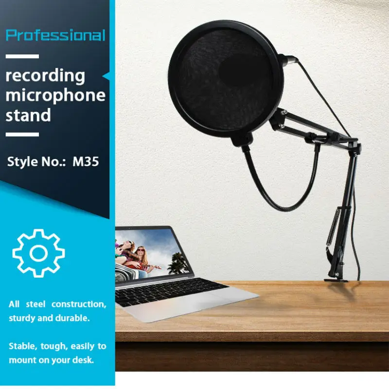 Sturdy Adjustable Floor standing Tripod Foldable Microphones Stand