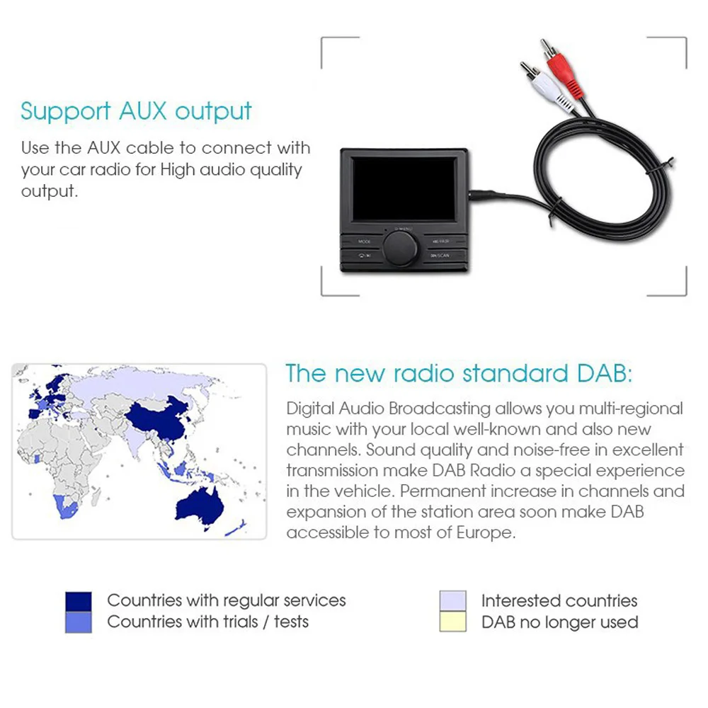 DAB 003 DAB+ коробка цифровой радио антенна тюнер FM передача 3," экран дисплея для автомобиля радио