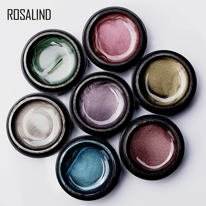 ROSALIND 5D гель для ногтей с кошачьими глазами, Гель-лак для ногтей Vernis, полуперманентный лак, гибридный Магнитный впитывающий Светодиодный УФ-лак для дизайна ногтей