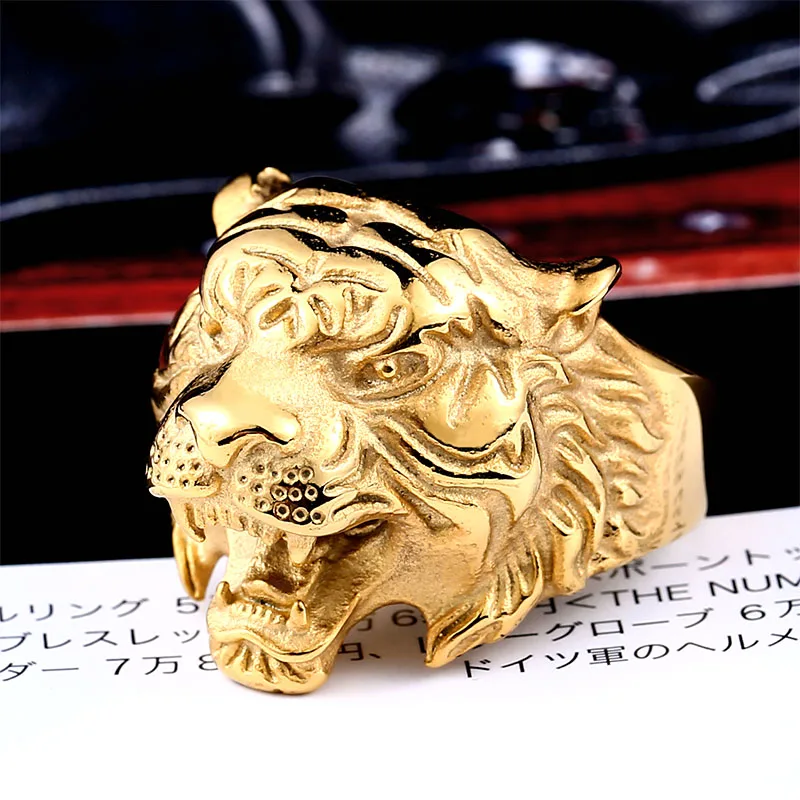 Beier new store 316L Stainless Steel ring top quality animal biker ring tiger Fashion Jewelry BR8-307