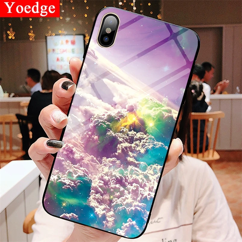 

Tempered Glass Starry Sky Case For iPhone 11 Pro XS Max 6 6S 7 8 Plus Back Cover For iPhone 10 X XR Soft Capa For iPhone 7 Coque
