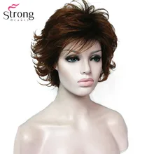 StrongBeauty короткий коричневый волнистый синтетический парик парики для женщин полные парики