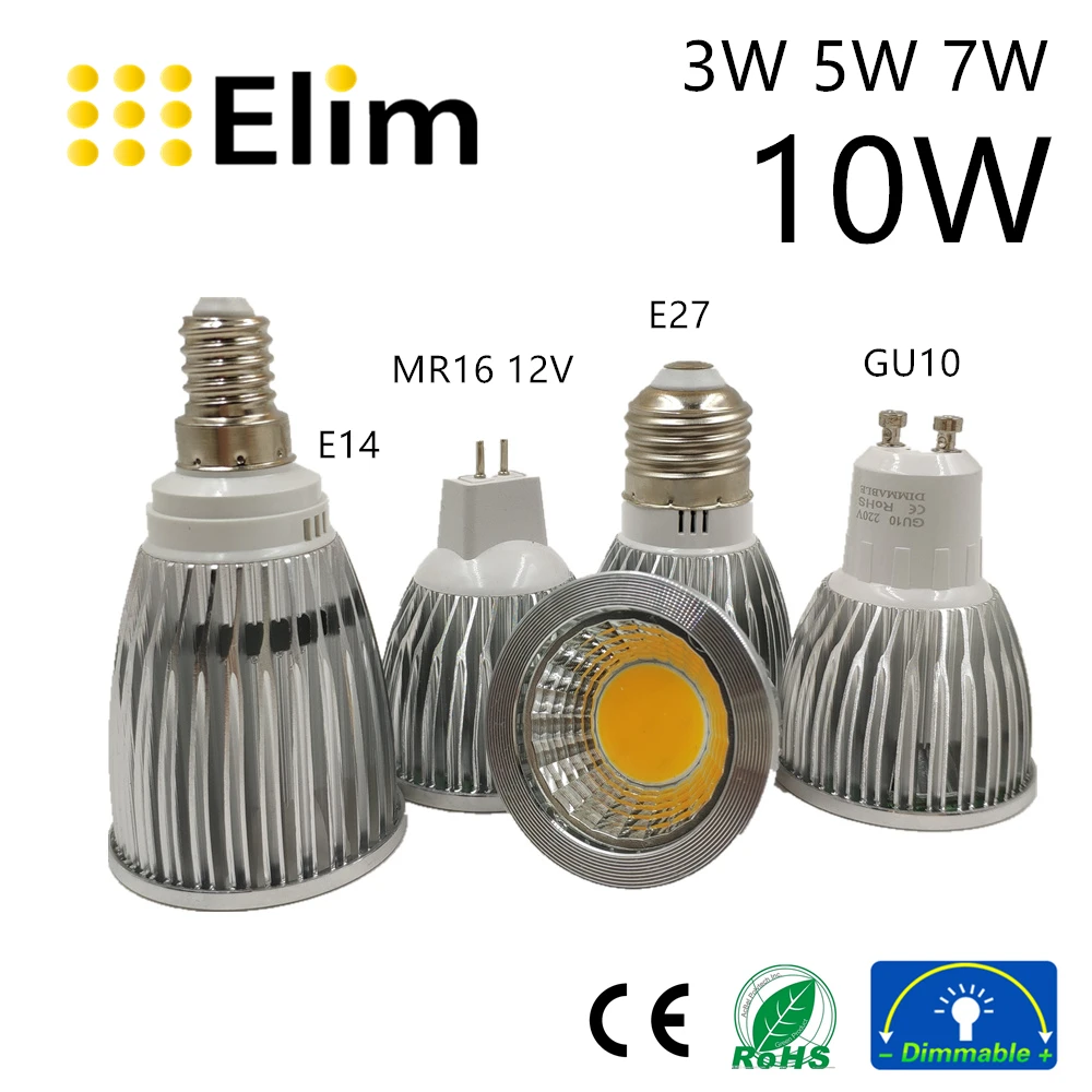 

LED Bulb LED GU10 COB MR16 Dimmable 2700K 3000K Warm White 3W 5W 7W 10W Spotlight Replace Halogen Energy Saving Lamp