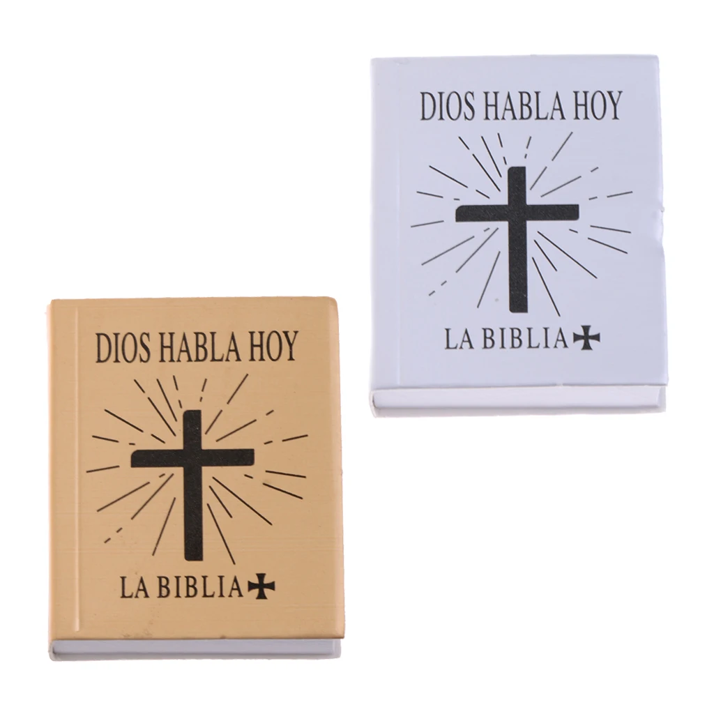  2PCS 1/6 Scale Mini Spanish Edition Holy Bible Book Model Dollhouse Miniatures