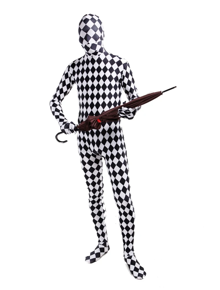 (PHC127) Fullbody White Black Mosaic Fetish Zentai Suit Party Tights High Elasticity Spandex Halloween Cosplay Costumes