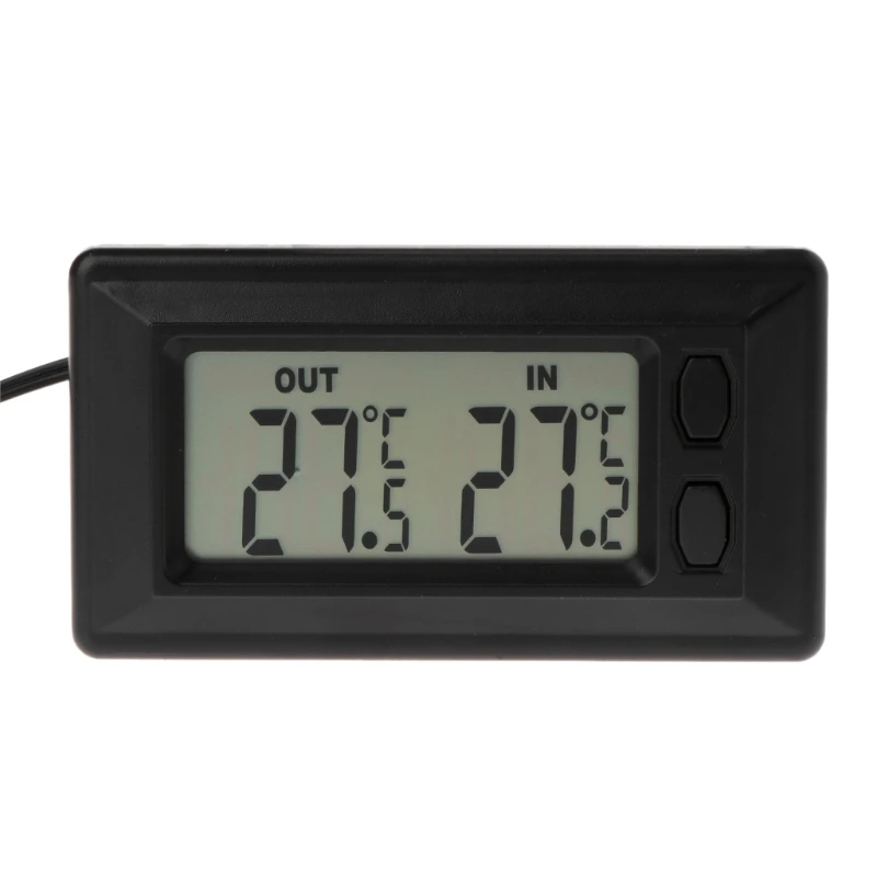 Indoor-Outdoor Thermometer Auto A//C Digital LCD Display in Out Clock for Automotive Car Home Vehicle