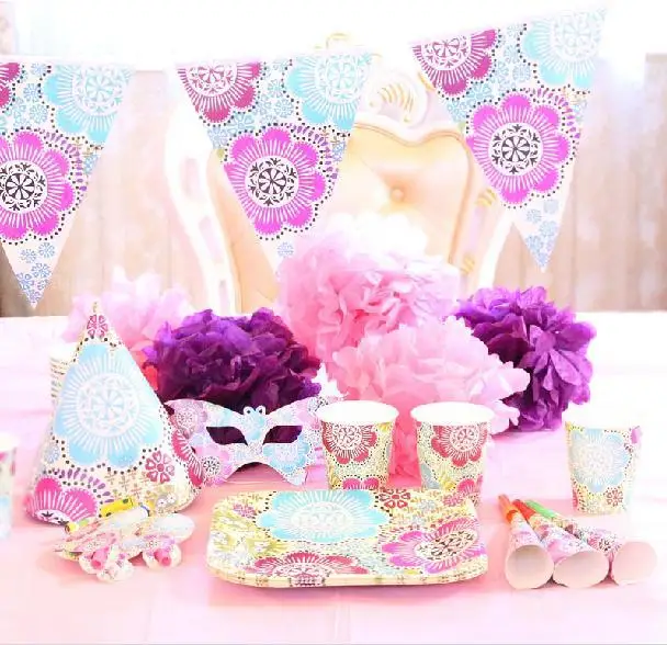 2015 Beautiful Luxury Baby Boy Girl Pink Party Packs For Kids Birthday