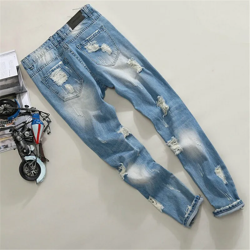 Патч дизайнер мужские джинсы байкерские джинсовые рваные джинсы для мужчин обтягивающие высококачественные рваные Брендовые прямые джинсы модные мужские