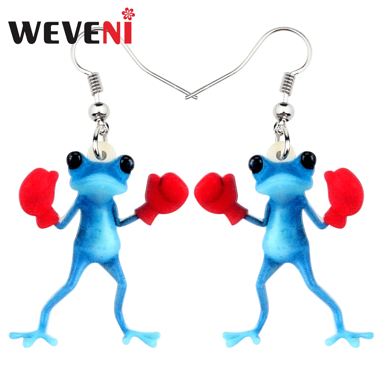 

WEVENI Acrylic Boxer Blue Frog Earrings Drop Dangle Funny Novelty Animal Jewelry For Women Girls Gift Accessories Wholesale 2019