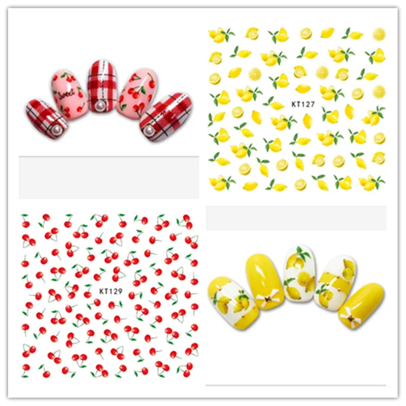 

Fashion 5sheet 6type Children bowknot Fruits Nail Stickers Designs Gummed 3D Nail Art Stickers Decals Makep Art Decorations