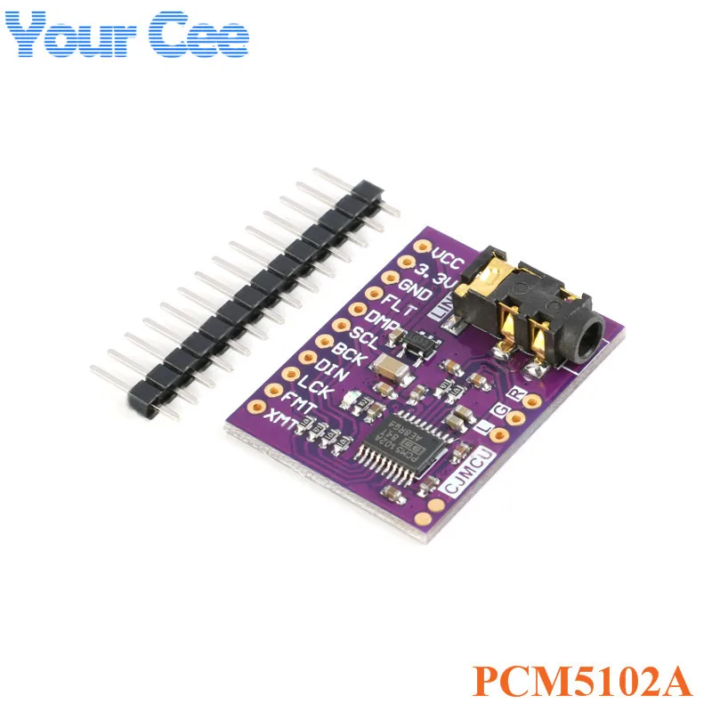 

Interface I2S PCM5102A Decoder Stereo DAC Module Audio Digital Converter PCM5102 PLL Voice Module with 3.5mm Headphone Holder