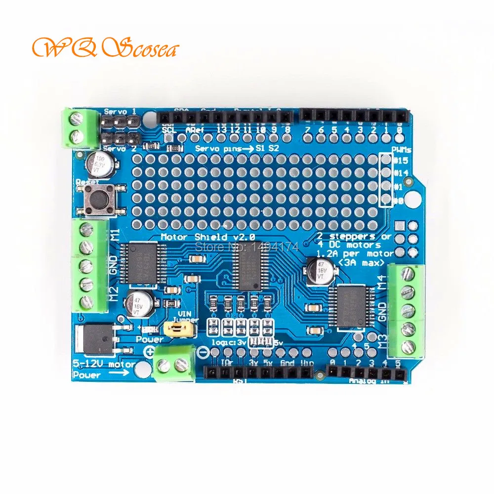WQScosea Q8S 363 I2C TB6612 шаговый двигатель PCA9685 Servo MOSFET драйвер щит V2 плата для Arduino Uno Mega R3