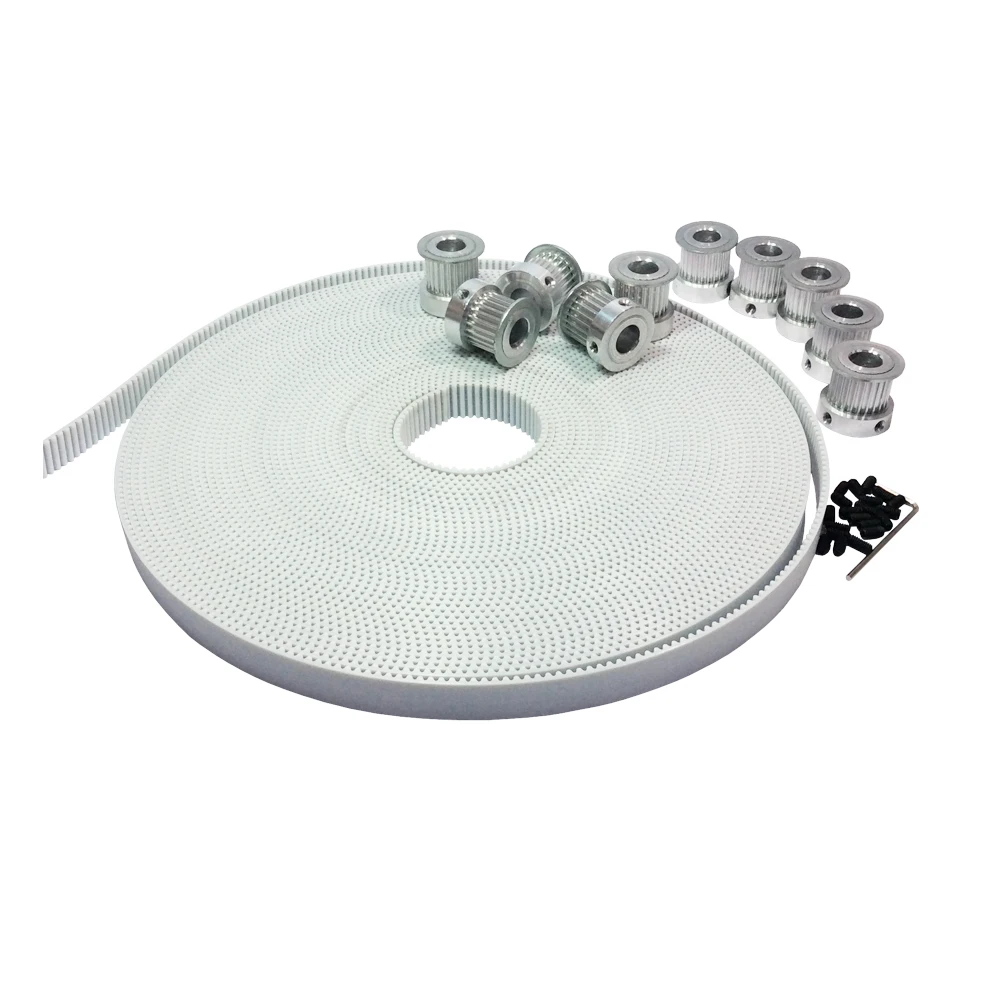 

HTD 3D Printer 3M Open Ended Timing Belt White Polyurethane with Steel Core 10 Meters & 3M 16 Teeth Pulley Bore 6mm 6.35mm 8mm