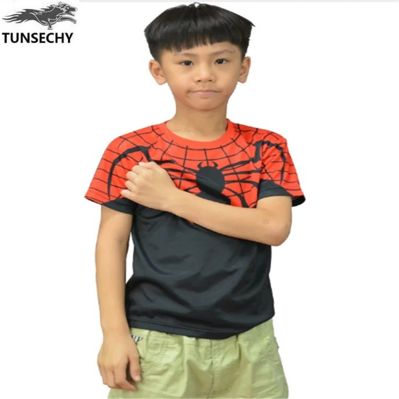 

2017 TUNSECHY Summer Boy super Spiderman Print Kids T-shirts Brand Hero Batman Children's Clothing T-shirts Free transportation