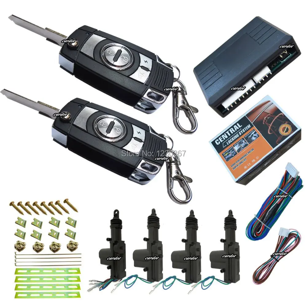 

car central lock system is with 2pcs keyless alarm flip key remotes boot release function trunk open by remotes 433mhz no alarm