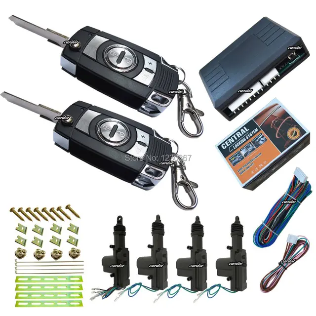 car central lock system is with 2pcs keyless alarm flip key remotes