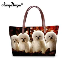 Женская сумка для покупок, бишон фризе, сумка-тоут, Женская Повседневная сумка на плечо для девочек, известный бренд, большая сумка для покупок, лазерная сумка