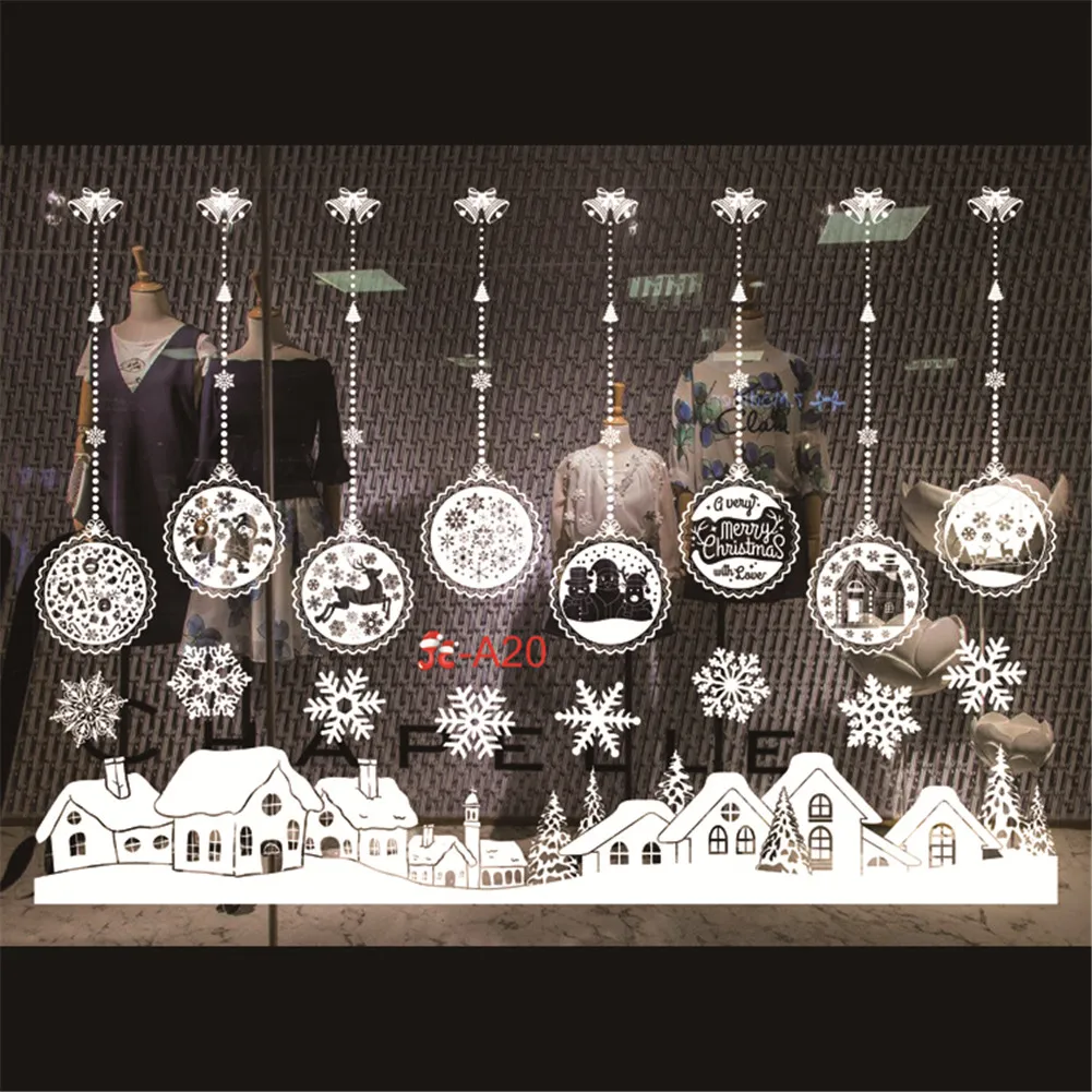 White Christmas Window Stickers No Glue New Year Stickers Decoration Xmas Christmas Stickers Window Glass