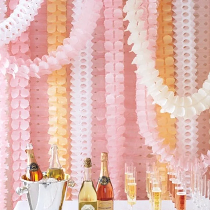 

1Lot Wedding Decoration Pink Princess Theme Paper Garland Puff Tissue Garden Birthday Party Backdrop Hanging Decor About 3.5M