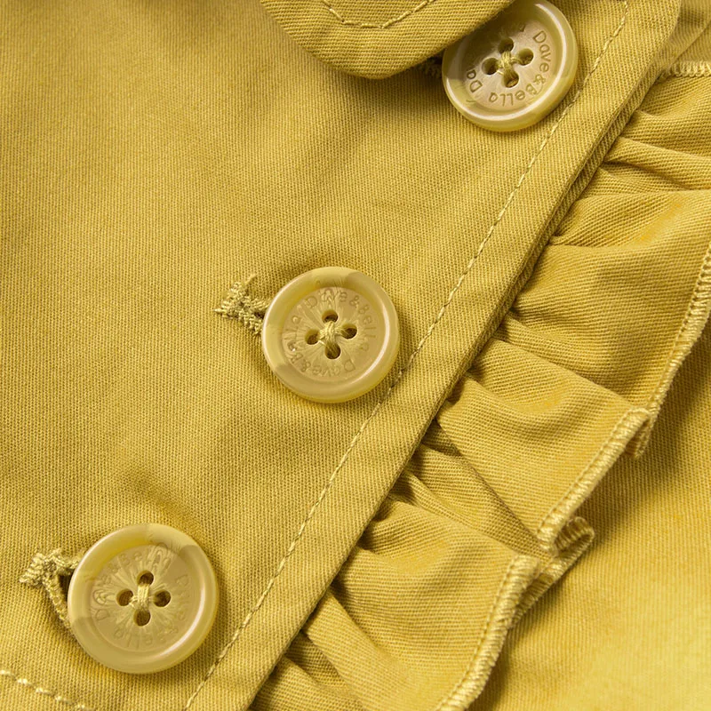 DBA9396 dave bella/весеннее пальто из хлопка для маленьких девочек; Детские топы с цветочным принтом; Высококачественная верхняя одежда для малышей