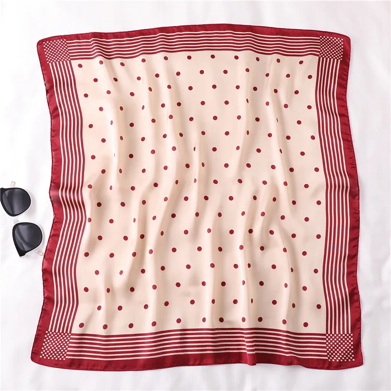

Women's Square Silk Scarf Fashion Summer Shawls and Wraps Dot Print Small Office Scarf Foulard Headband Handkerchief 70*70CM