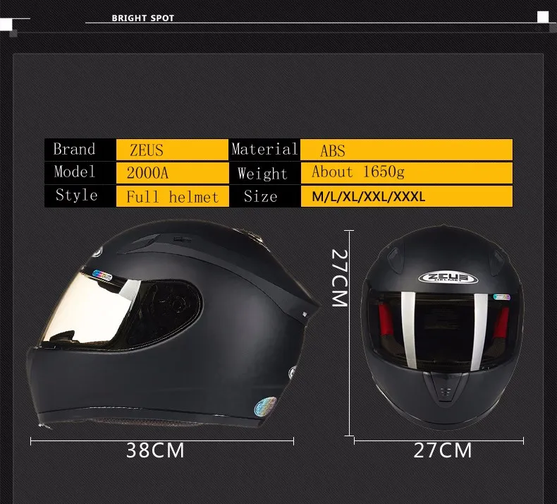 M-XXXL ZEUS мотоциклетные шлемы с полным лицом Мотоцикл ECE DOT ABS шлем с антибликовым покрытием торможение верхняя Защитная Экипировка, шлемы