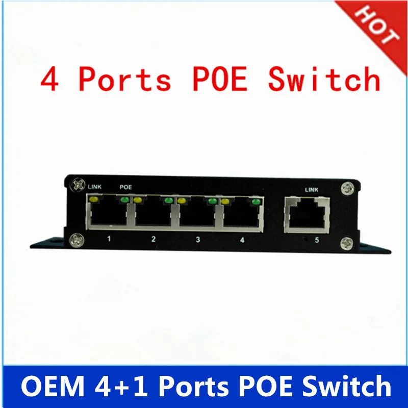 

CCTV 4-Port 10/100M PoE Net Switch/Hub Power Over Ethernet PoE&Optical Transmission For IP Camera System Network Switches