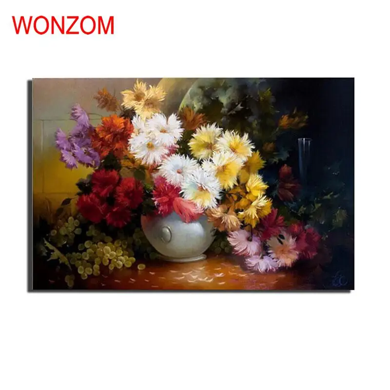 Flower Painting By Numbers On Canvas DIY HandPainted Wall Pictures For Home Decor Cheap Gift Arts Poster Coloring | Дом и сад