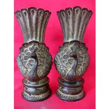 Редкий Старый MingDynasty пара бронзовая ваза, с резьбой и отметкой, декоративные, лучшая коллекция и украшение