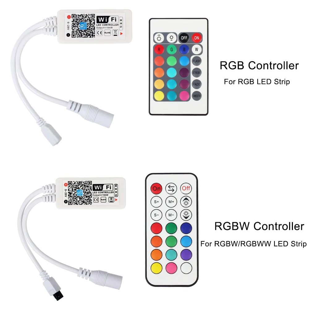 Светодиодная лента 5050 RGB RGBW RGBWW с дистанционным управлением Wi-Fi+ адаптер питания 12 В, гибкий ленточный светильник с управлением через приложение