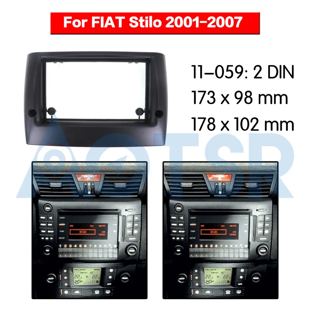 2 din радио фасции для FIAT Stilo 2001-2007 стерео аудио панель установка приборной панели комплект рамка адаптер Радио Стерео DVD CD ABS