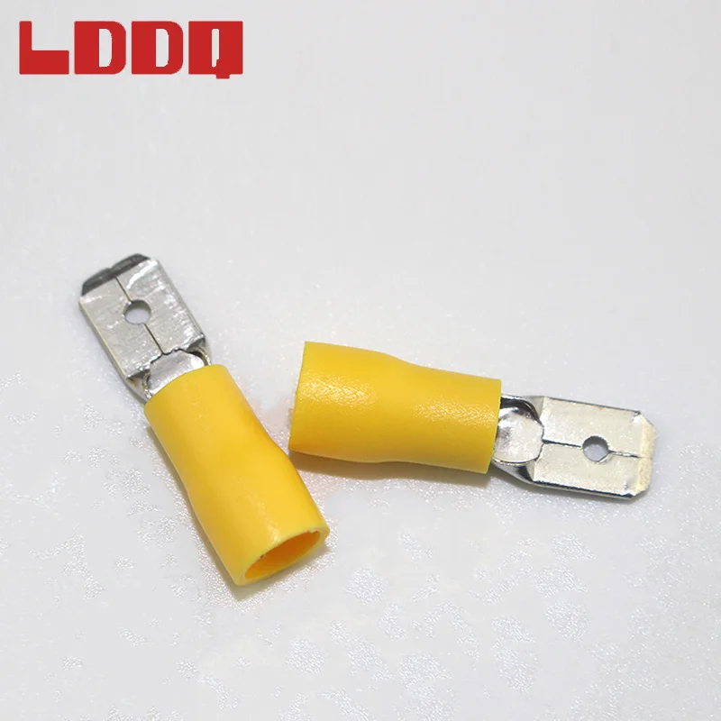 LDDQ 100 шт 12-10AWG Изолированная обжимная Клемма в форме лопатки желтый мужской Электрический провод Разъем Автомобильная аудиопроводка лучшая Акция