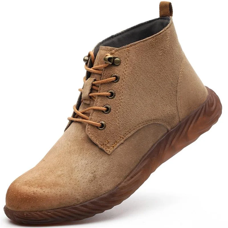 

Unisex Steel Toe Men Work Boots Retro Breathable Work Safety Shoes for Man Puncture Proof Construction Waterproof Safety Boots