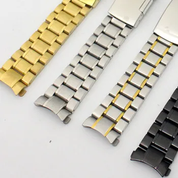 

2016 New Stainless Steel Solid Links Watch Band Strap Bracelet Curved End / Arc Degree 18/19/20/22mm + tool