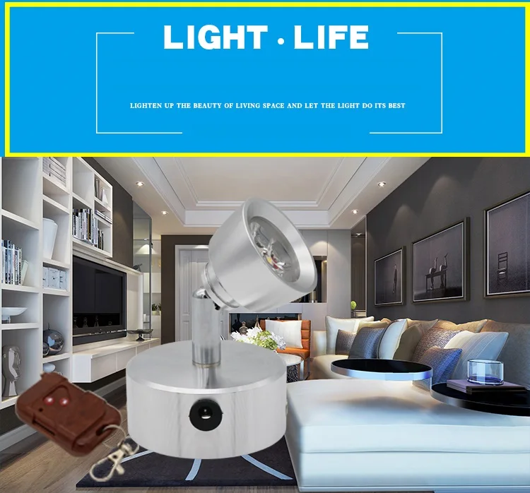 3*1W recharging remote spot light ,remote control 360 degree rotatable,wireless showcase glass ceiling led battery cabinet lamp small spot light