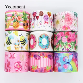 

10 Yards Flowers/Cake Printed Grosgrain Ribbon 1.5" 38MM For Hair Bows DIY Crafts Handmade Accessories M19042402