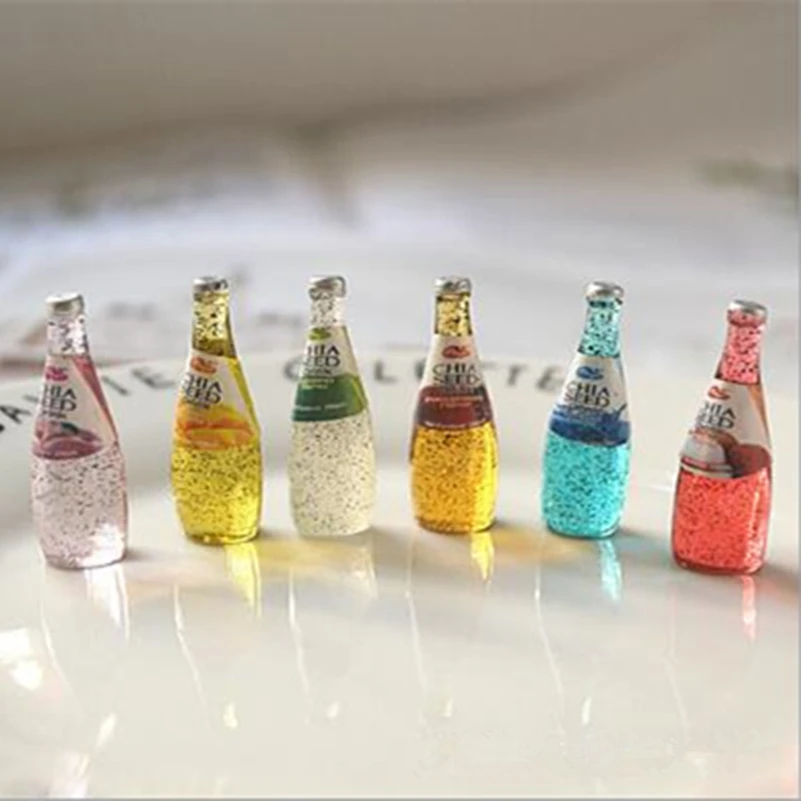 Tanduzi 100 шт. 3D милая Корейская бутылка для напитков из смолы моделирование бутылки для напитков кукольный домик Миниатюрный напиток