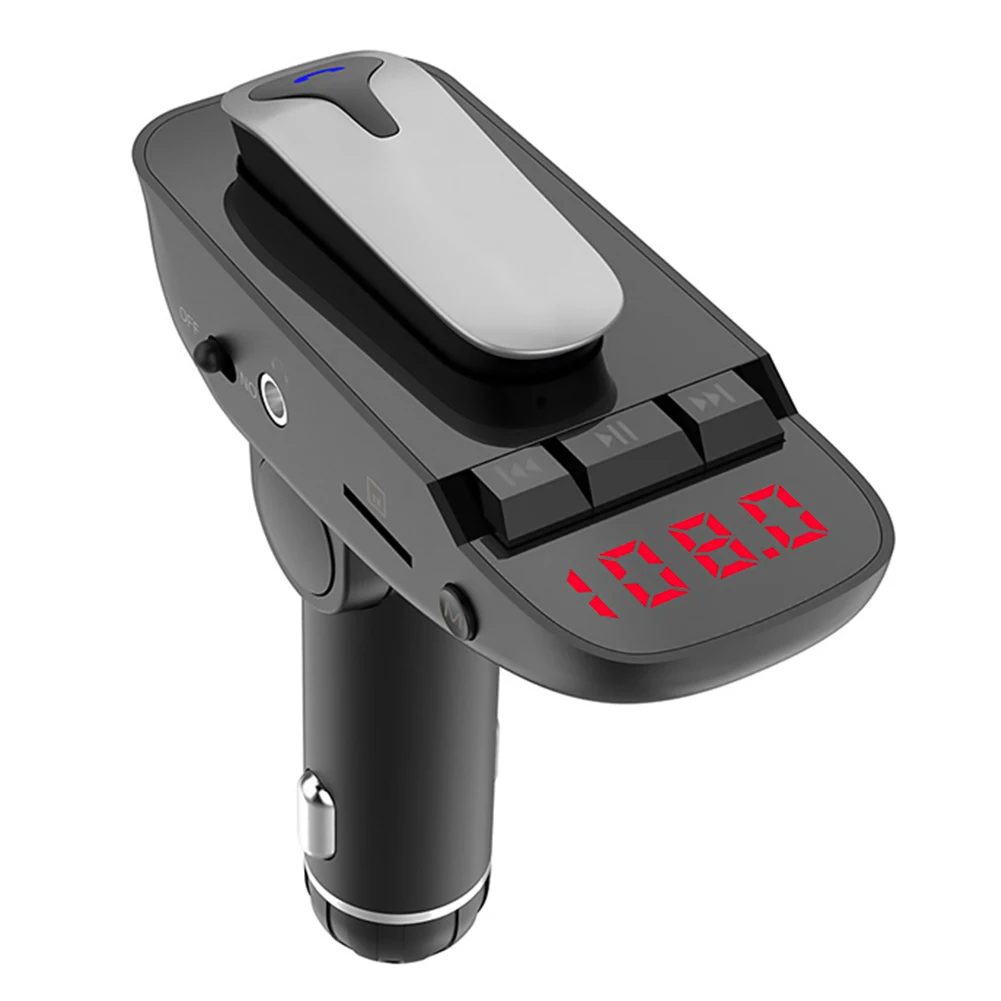 

USB Port Car Charger Radio Wireless MP3 TF Card Hands-free Bluetooth Headset Transmitter FM V4.2 USB ER9 Adapter Headset