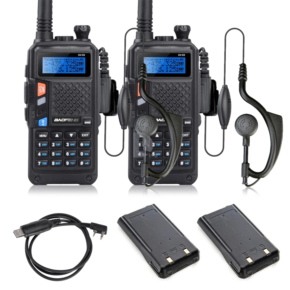 bilder für W/Extra Batterie 2 STÜCKE Baofeng UV-5X Verbesserte Version der Baofeng UV-5R Dual-band-funkgeräte Walkie Talkie + USB Programm Kabel bilder für W/Extra Batterie 2 STÜCKE Baofeng UV-5X Verbesserte Version der Baofeng UV-5R Dual-band-funkgeräte Walkie Talkie + USB Programm Kabel
