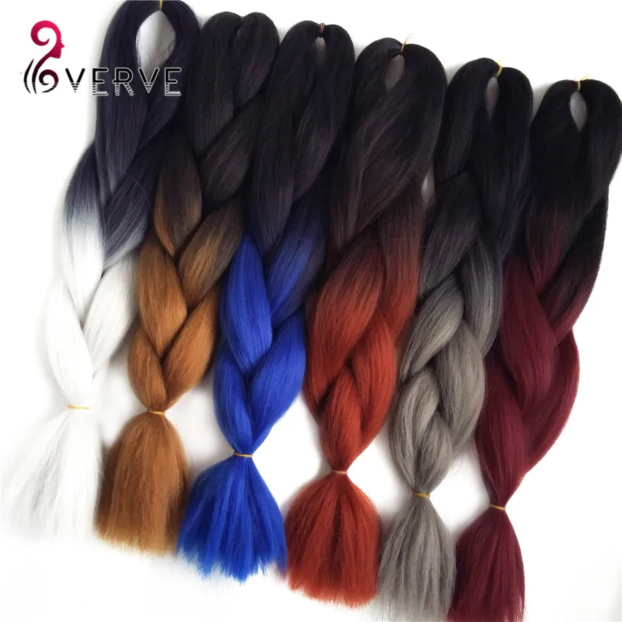Ombre Braiding Hair 24 inch 100g/piece Synthetic Two Tone High Temperature Fiber ombre Jumbo Braid Hair Extension braiding hair