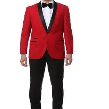 Популярные Стильные красные смокинги друзей жениха на одной пуговице мужские свадебные костюмы для выпускного вечера Жених(куртка+ брюки+ галстук) K: 1149