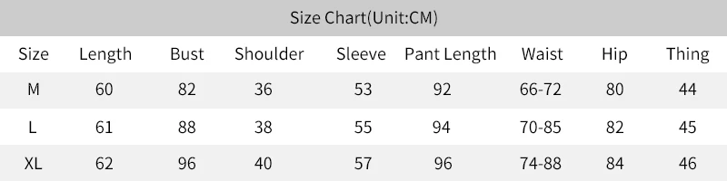 size chart TGH-003