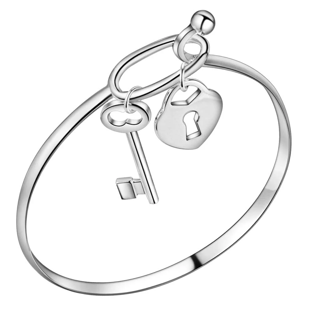 

2017 hot silver color key pendant charm bangles women fashion jewelry pretty cute christmas gift 4 style top quality ANGELTEARS