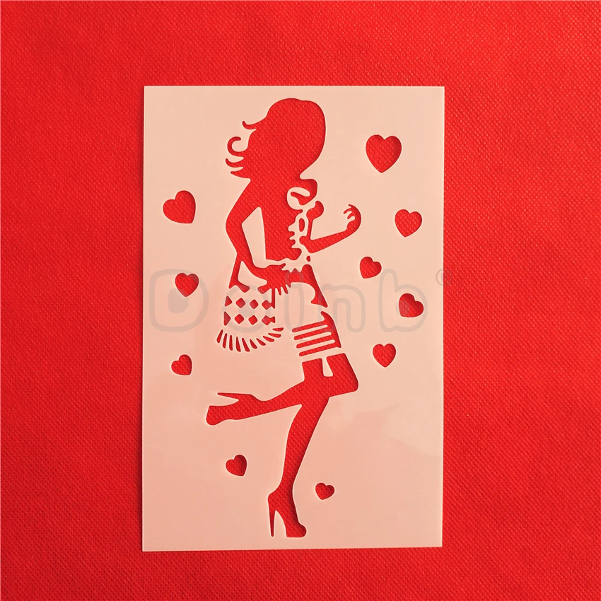 Fashion Lady Girl Cake Stencil Pad Frosting Spray Fondant Mold Sugar