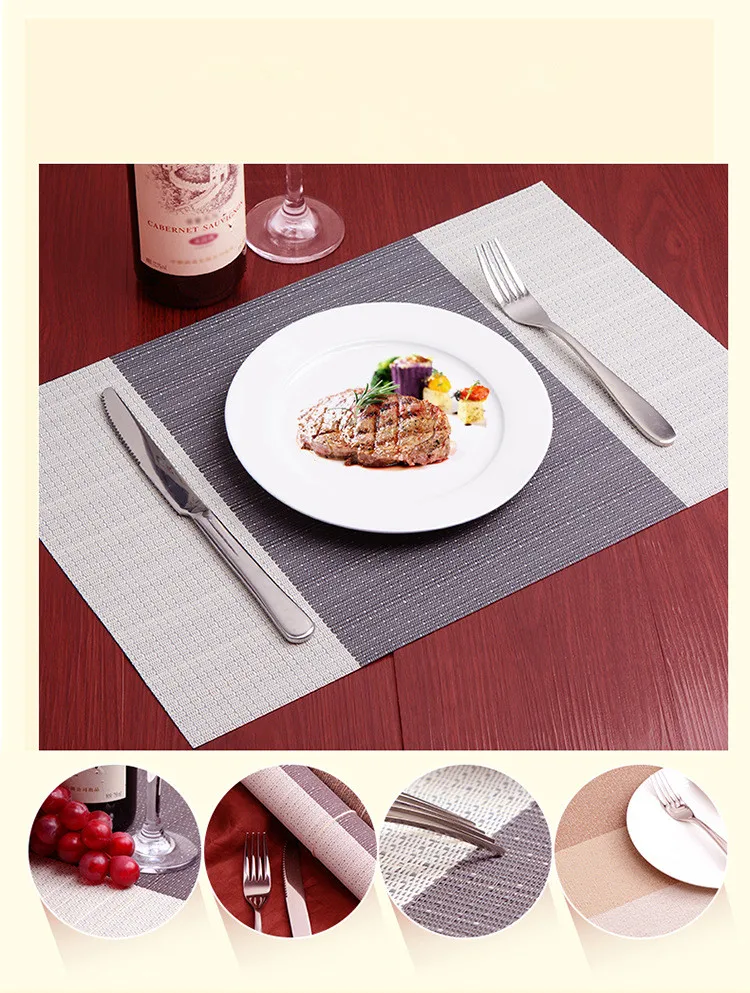 

2pcs/lot Placemat Coasters Heat-insulated Tableware PVC Decor Kitchen Dinning Bowl Dish Waterproof Pad Table Mat OK 0921
