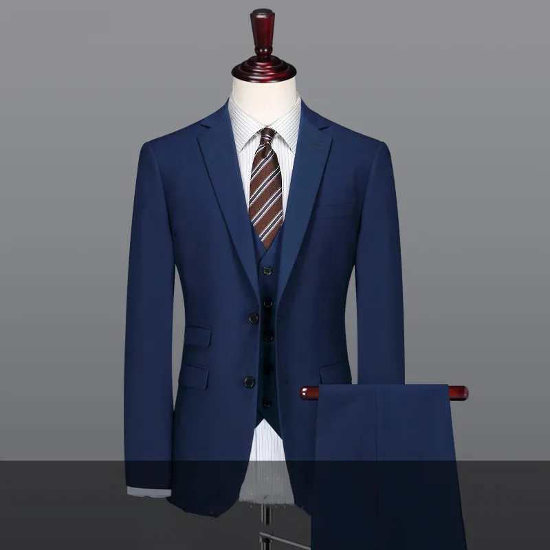 2020 Fashion Navy Wedding Suits For Men Custom made 3 Pieces set Slim Fit High quality Suit Groom Business Suits Terno Masculino