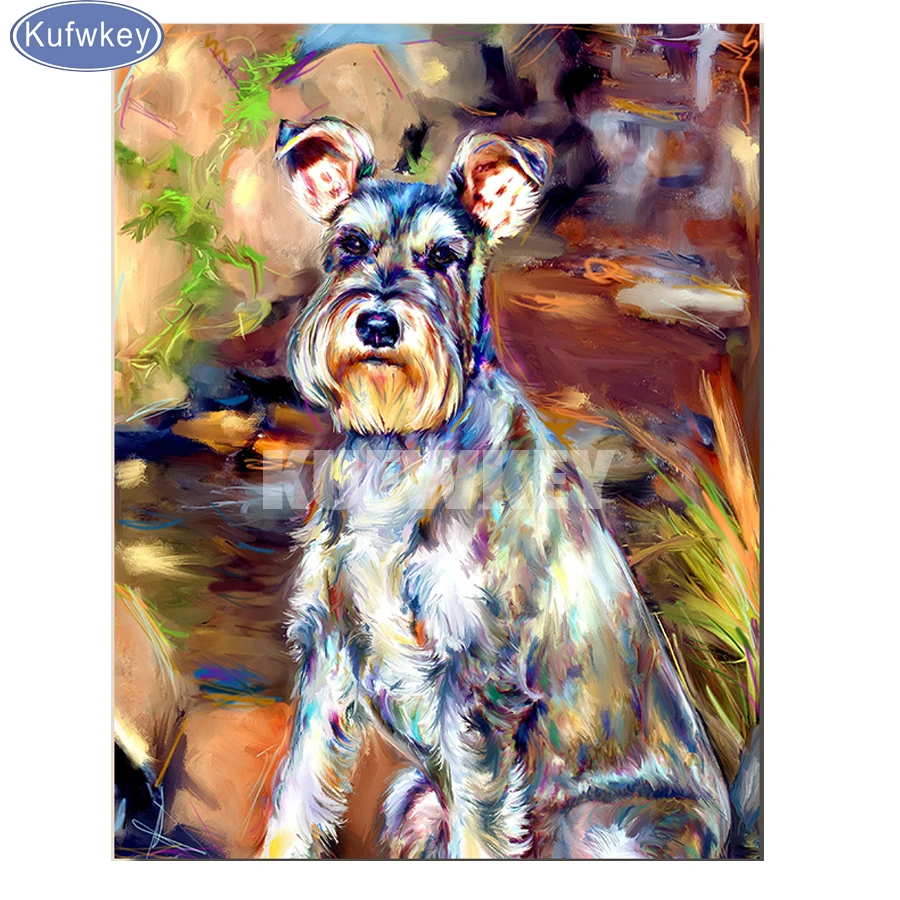 KUFWKEY 5D DIY Diamond Painting&quotSchnauzer Dog&quotEmbroidery Full Square 3d Cross Stitch Rhinestone Mosaic puzzle home decor | Дом и сад