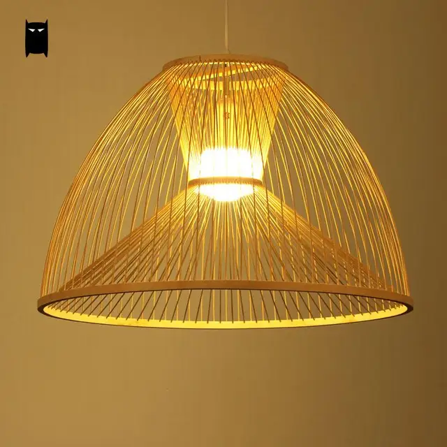 Bamboo Wicker Rattan Yurt Shade Pendant Light Fixture Asian Chinese Bamboo Wicker Rattan Yurt Shade Pendant Light Fixture Asian Chinese Meditation Hanging Ceiling Lamp Ings Dining